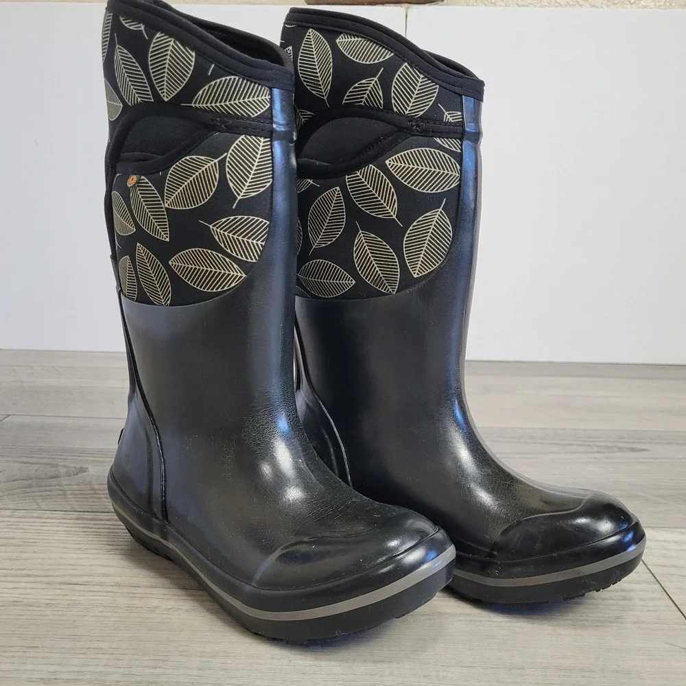 Bogs Plimsoll Leaf Neo-Tech Waterproof Boots Womens 6 Black Insulated –40 Winter